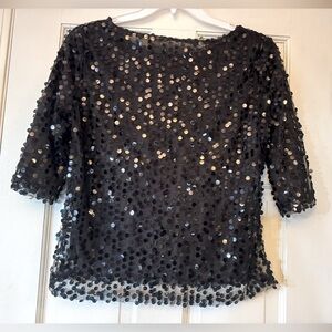 Black Top with 3/4 Sleeves and Sequins